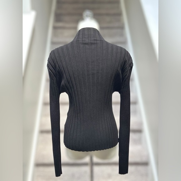 Vintage Y2K Belldini Black Ribbed Rhinestone Long Sleeve Zip Sweater Women’s XL - Picture 8 of 16